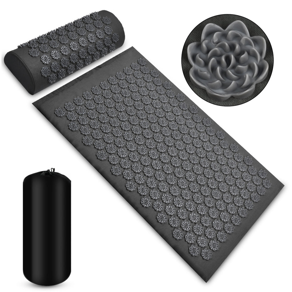 Daily Tension Relief with Acupressure Massage Mat and Pillow
