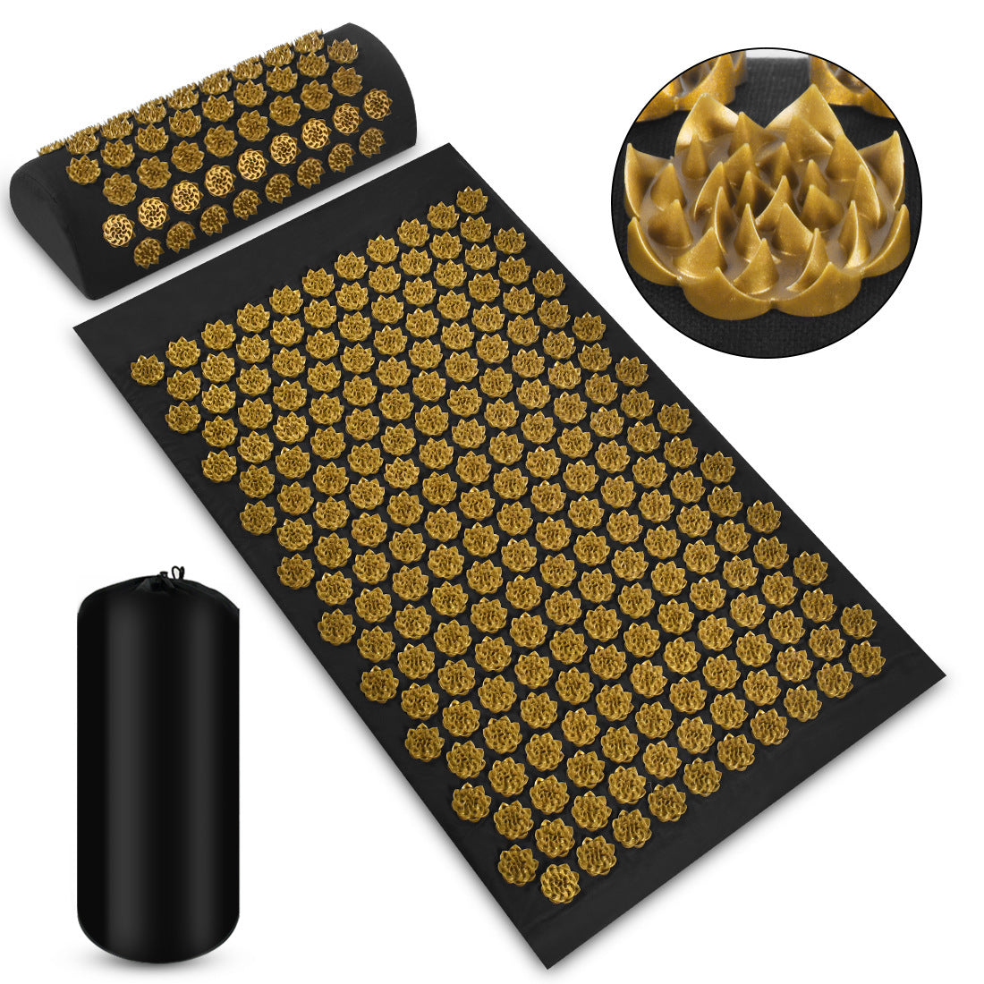 Daily Tension Relief with Acupressure Massage Mat and Pillow