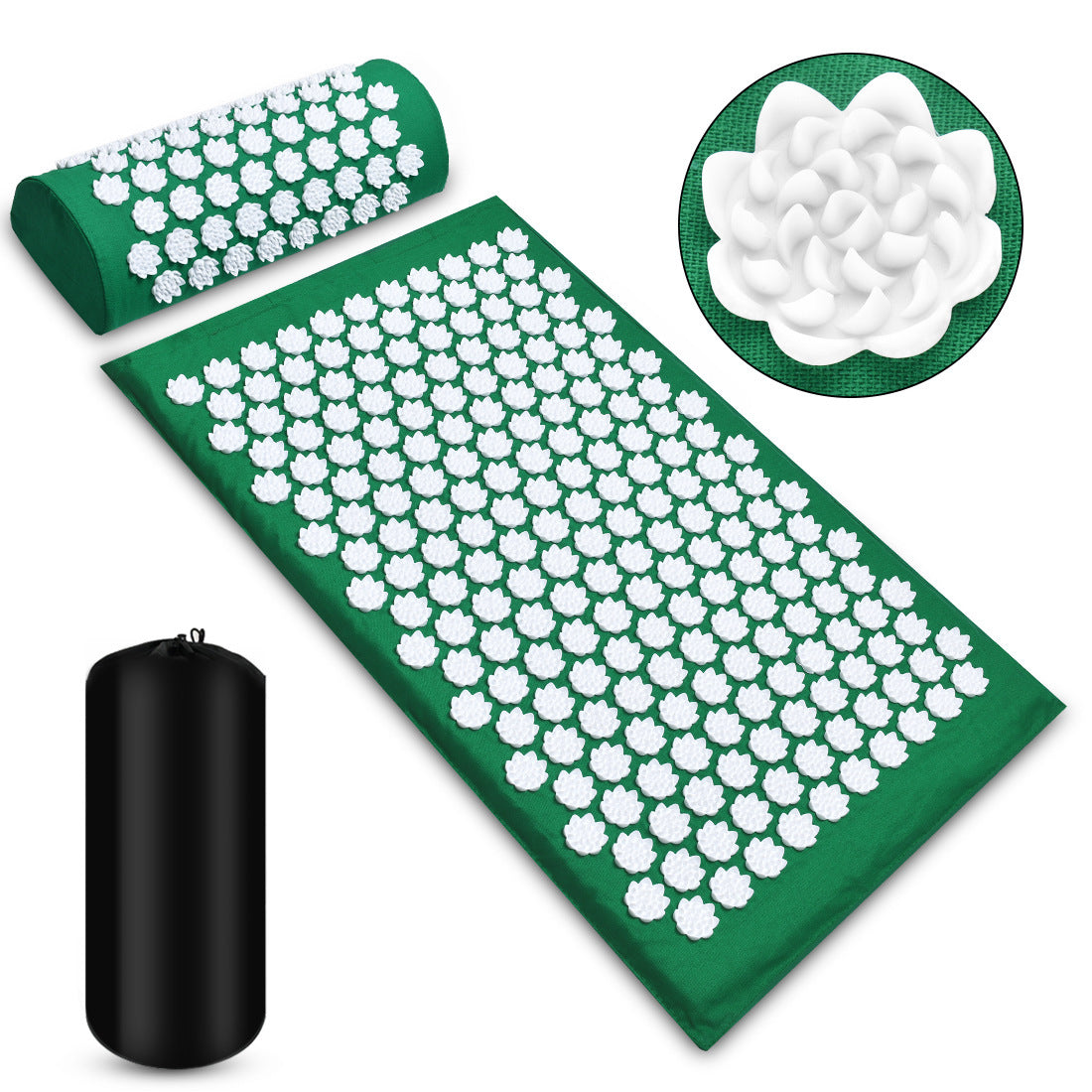 Daily Tension Relief with Acupressure Massage Mat and Pillow