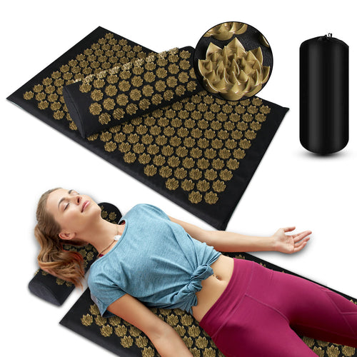 Daily Tension Relief with Acupressure Massage Mat and Pillow